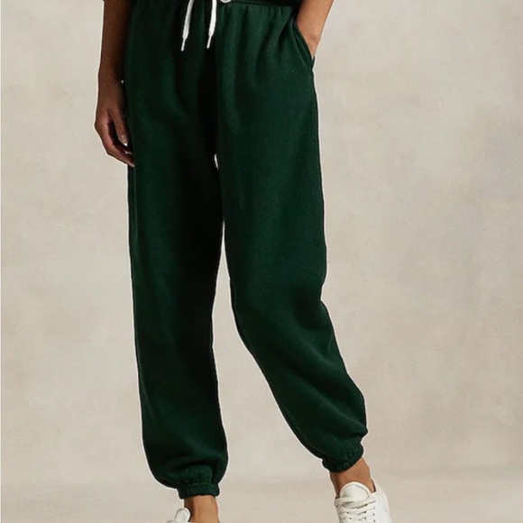 Polo Ralph Lauren Pants - Polo Ralph Lauren green drawstring-cuffed track pants